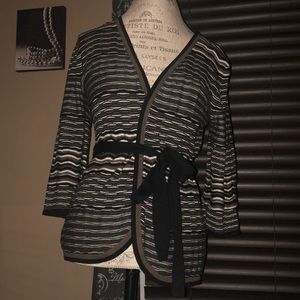 BCBG Brown & Black Wrap Sweater - M